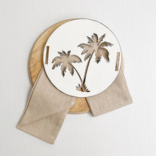 Load image into Gallery viewer, White and natural colour Palm tree cushions to compliment your tropical interior. Tropical Cushion Accessory
